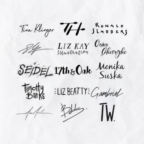 A selection of signatures by various artists.