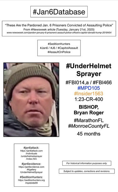 Photo and information about convicted January 6th rioter Bryan Roger Bishop (Marathon, Florida).