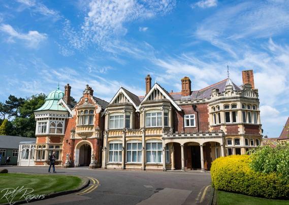 Photograph of the ornate Bletchley Park home in Milton Keynes, England, where code breakers in WW2 broke the German Enigma codes.