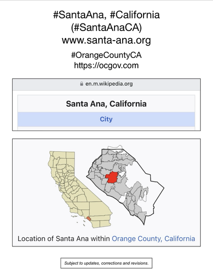 Screenshot of map showing location of Santa Ana, California (from Wikipedia).