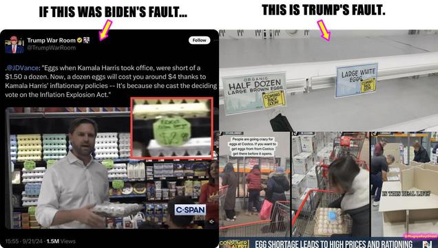 Price of eggs before & after.