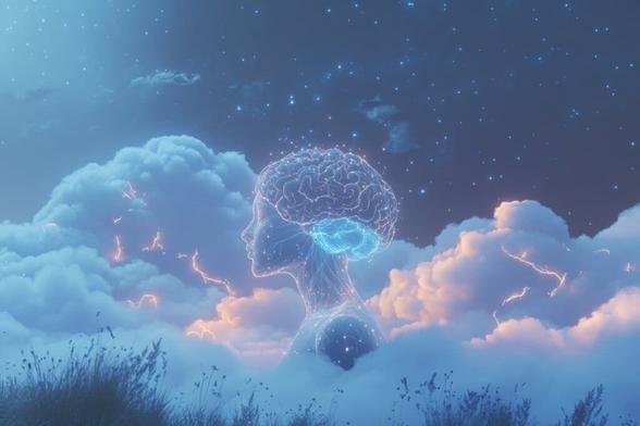 This shows clouds and a brain.