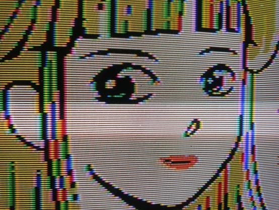CloseUp on her face highlighting the PVMs scanlines