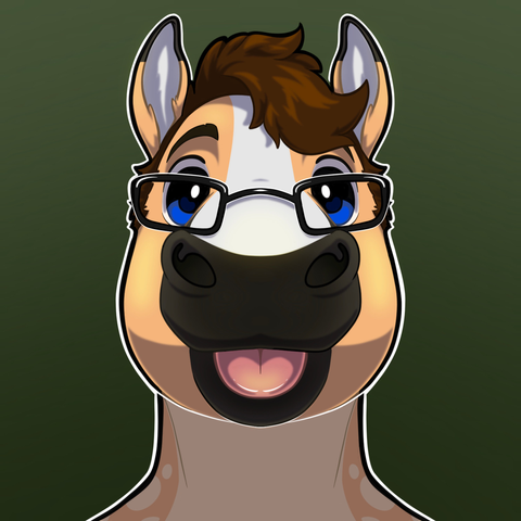 Icon of a horse wearing glasses doing a tongue blep at you.