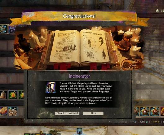 Incinerator, a legendary dagger made of FIRE!!!