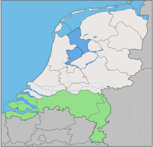 Map of Netherlands showing that I’ve found at least one cache in three southern regions