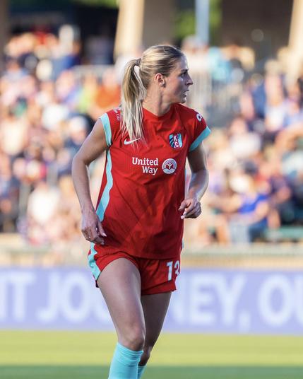 Action photo of Hopkins during her first start for the club