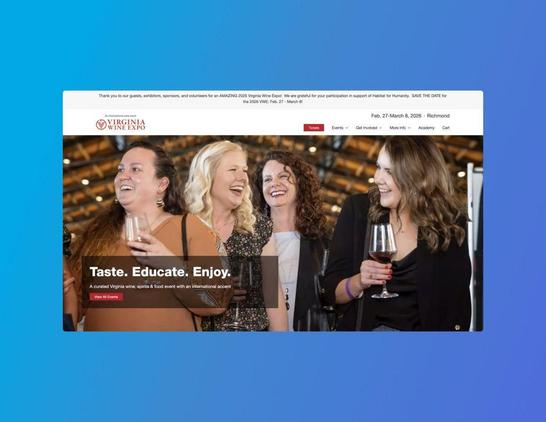 Screenshot of the top portion of VirginiaWineExpo.com—the site I manage for Alex @ Variant Events.
