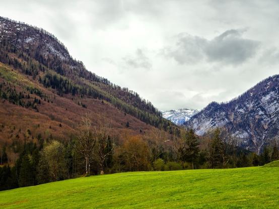 Alpine landscape, view towards the koppental from bad aussee, styria