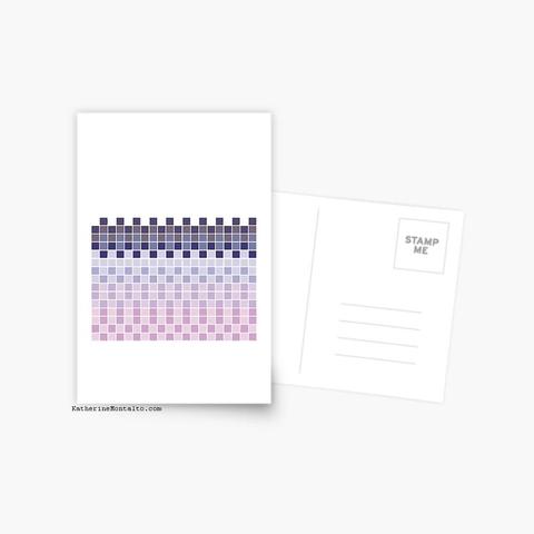 Abstract grid of multi-color squares printed on a postcard