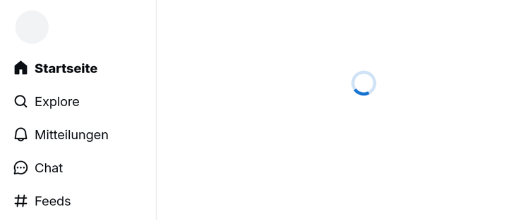 Bluesky mit leerer, sich ladender Timeline