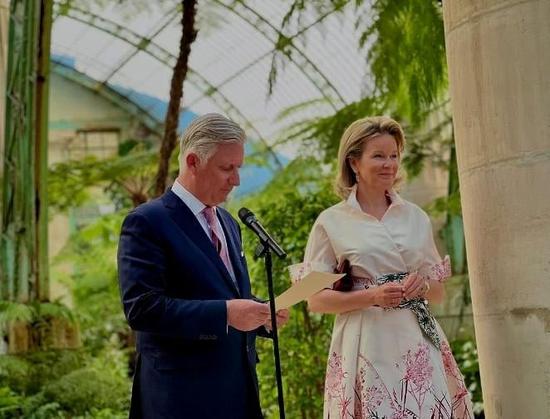 Belgian king Philippe and his wife queen Mathilde are meeting Belgian and international journalists at Castle of Laeken. April 29 2025.