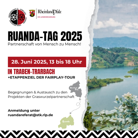 Das Foto zeigt das Veranstaltungsplakat des Ruandatags am 26. Juni 2025, von 13 bis 18 Uhr, in Traben-Trarbach.