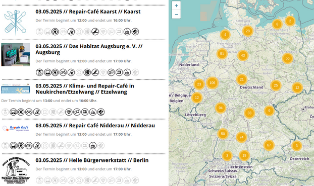 Anstehende Reparatur Cafés dieses Wochenende.