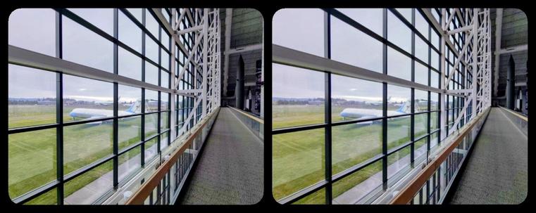 View out window to green lawn and Air Force 2.