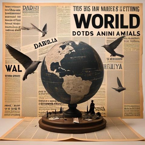 Image with seed 4157625372 generated via Stable Diffusion through @stablehorde@sigmoid.social. Prompt: a Dada World. Build by animals out of real. Many writings and manifestos in the background. Old newspapers flying around.