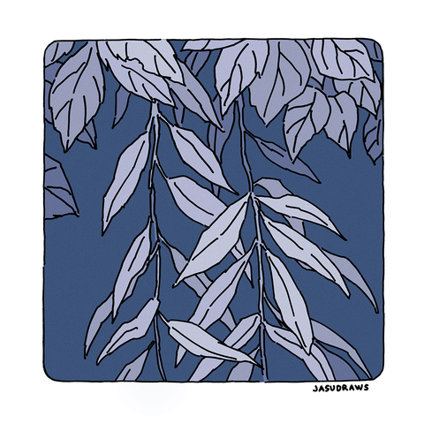 Monochrome drawing of foliage