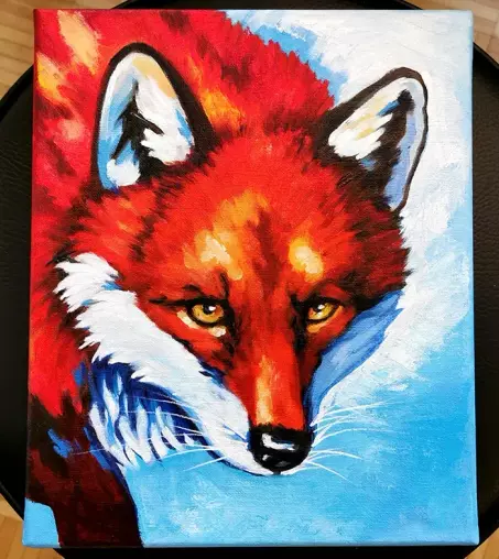 oil painting of a red fox.