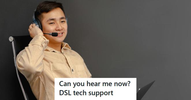 Man working in call center happy to help customers