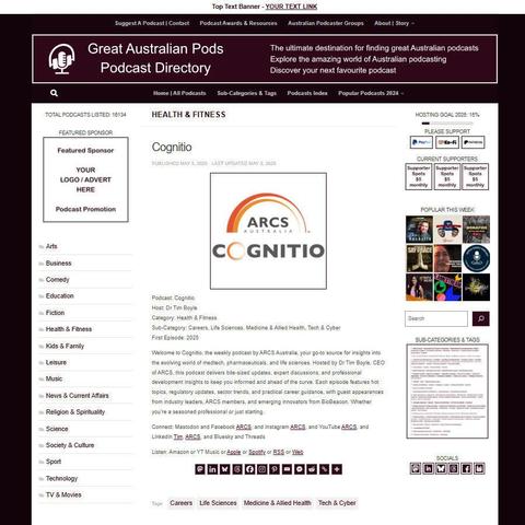 Cognitio
Screenshot of the podcast listing on the Great Australian Pods website