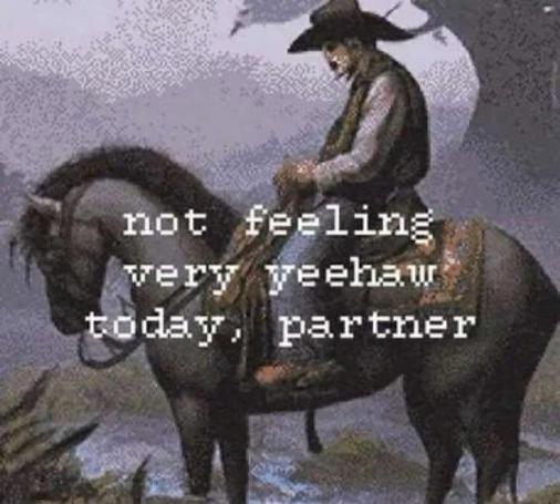 cowboy on  a horse

not feeling very yeehaw today, partner