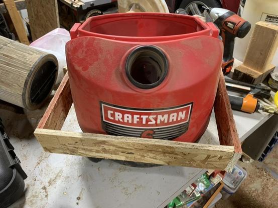 Making sure the frame actually fits around the shop-vac