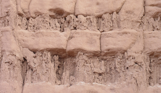 Detailed texture from Goblin Valley, UT showing clay-like layers with differing erosion patterns.