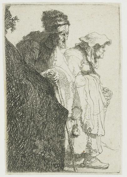 Beggar Man and Woman behind a Bank