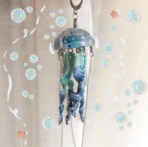 Polymerclay jellyfish pendant.