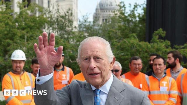 King Charles III meets construction workers during a visit to the Thames Tideway Tunnel