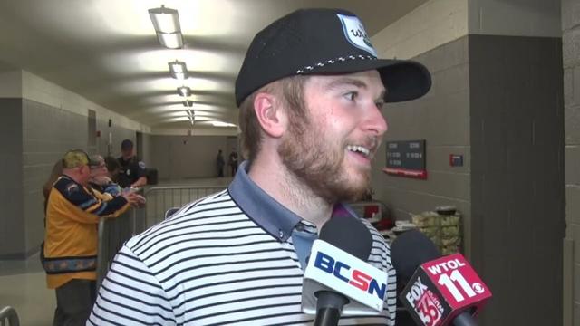 Walleye Forward Colin Swoyer after the 2OT Game Four Victory