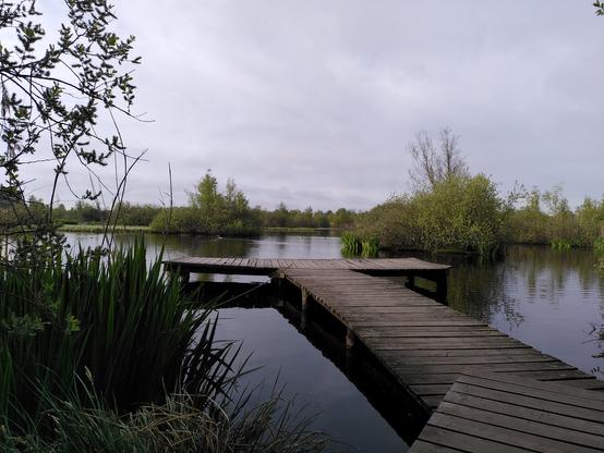 A view over Sømosen, water, boardwalk?, small green islands