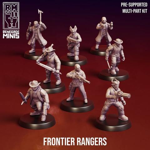 A render of 28mm sci-fi western miniatures