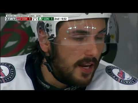 Andrew Gibson scores 2 power play goals for the Oshawa Generals in game 1 of the WHL finals