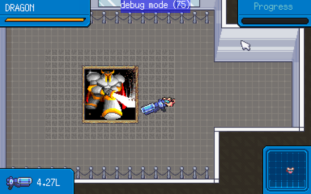 Pigxel the pig washing a painting of a cool pixel art warrior dude in Pixel Washer
