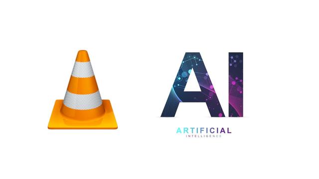 The VLC logo and AI vector image on a white background.
