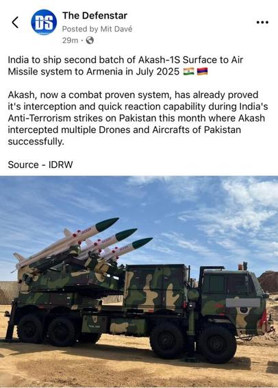 India to ship next Akash batch to Armenia in July