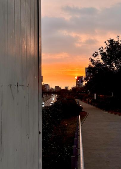 A spectacular orange sunrise during my early morning run