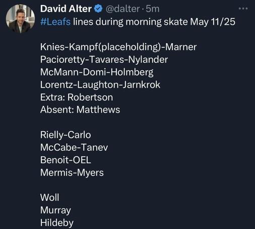 [Alter] Leafs lines during morning skate