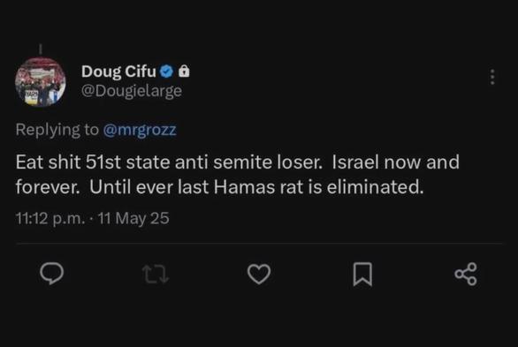 /r/popculturechat has picked up on the news of what Panthers vice chairman Doug Cifu tweeted