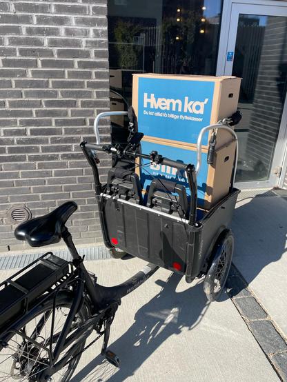 3 boxes in a cargo bike.