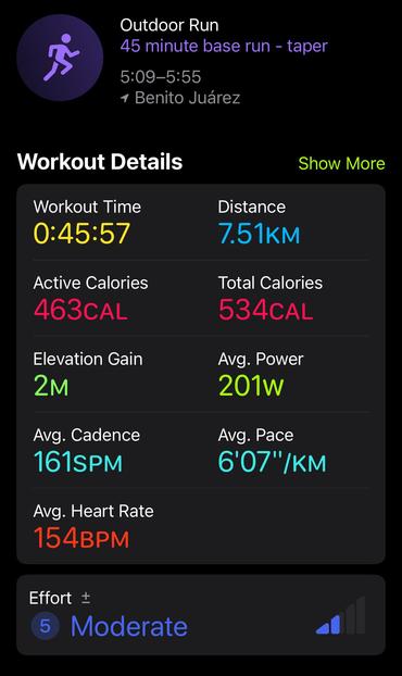 Apple Fitness screenshot showing my workout stats