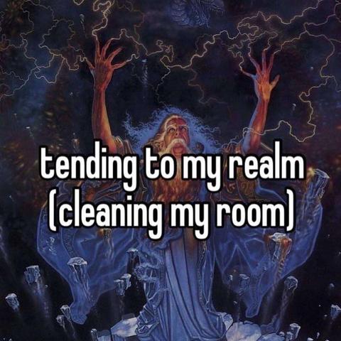 wizard in a blue robe throwing up his hands to cast a spell