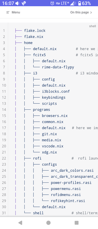an example of a nixos setup file tree