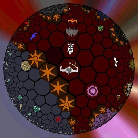 🕶️ A bird's-eye view where the player progresses on a stylized sphere-shaped map/world that scrolls as he moves, with several approaching monsters and all kinds of objects and crystal walls.

📚️ HyperRogue is a graphical turn-based roguelike similar to Rogues (again, his goal is to find one of Yendor's fabulous orbs), in which the player is an adventurer collecting treasures, but with a twist, a strange non-Euclidean world (its plane is hyperbolic, as opposed to the Euclidean space we are used to) composed of dozens of regions with specific physical properties. The treasures have the effect to attract monsters, but only in regions of the same type, which should be able to be put to good use...