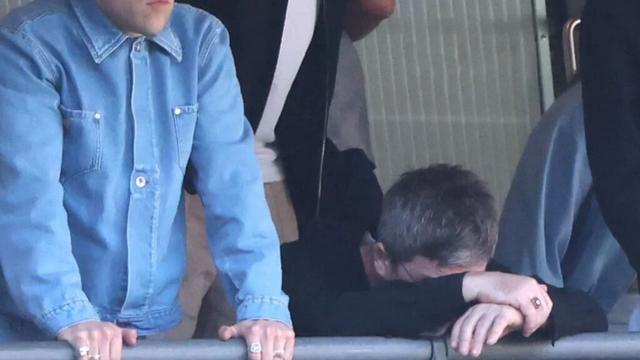 Oasis' Noel Gallagher looks miserable as he watches Man City lose with daughter Anais and her famous boyfriend