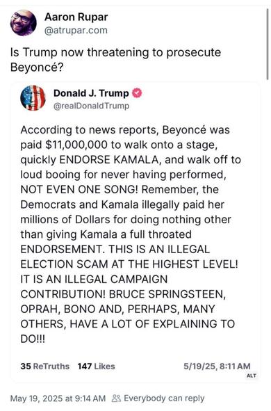 All the cool people hate Trump so he’s going to prosecute them