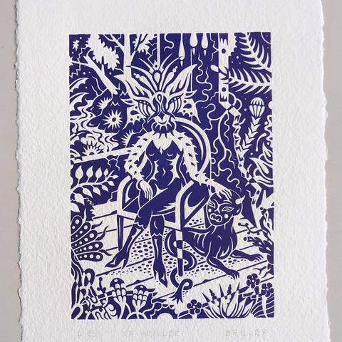 Gravure sur papier artisanal