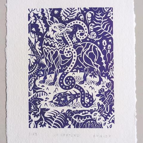 Gravure sur papier artisanal