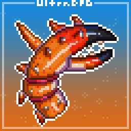 Pixel art of a spiky orange crab claw.